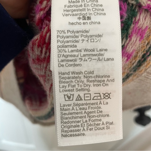 J. Crew Tan Pink Puff Sleeve Fair Isle Crew Neck Sweater in Size Extra Small XS - Picture 5 of 5